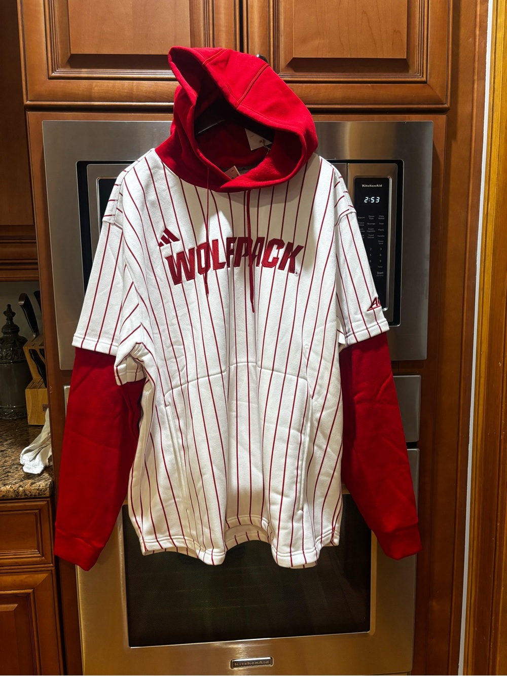 Adidas Red & White Wolfpack Hooded Tee